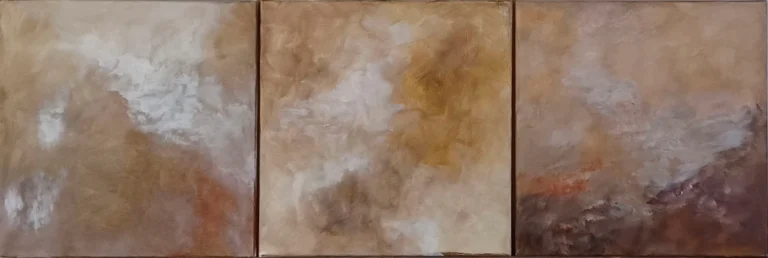 Trois peintures sur toiles réalisées par Vincent Tripard dans les tons fauves